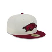 Arkansas New Era 5950 Running Hog Logo Flat Bill Fitted Hat